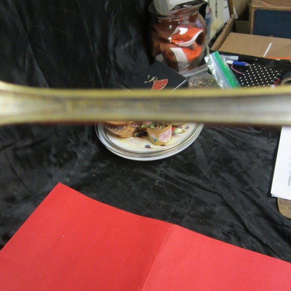 EARLY 1900'S SHEFFIELD PLATE COLD MEAT FORK W/GOLD TONE & ETCH OF HEART & FLOWER - Picture 8 of 9
